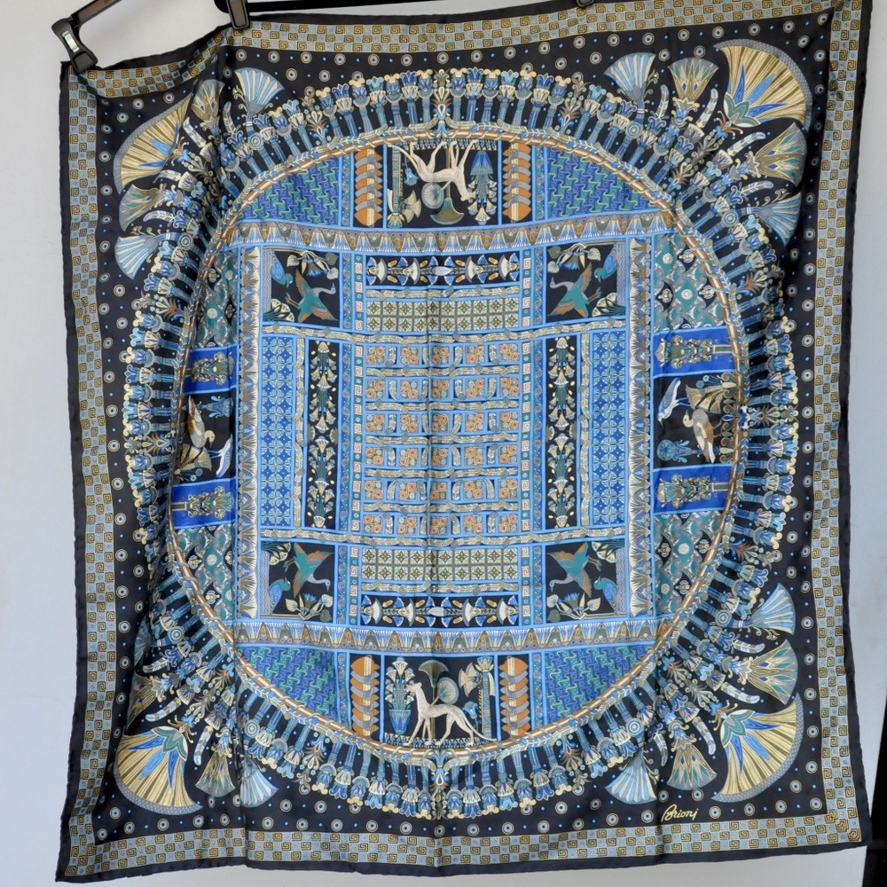 BRIONI 100% Silk Huge Scarf Animals Print Jaguar Ducks Birds - Square - 38"x38"